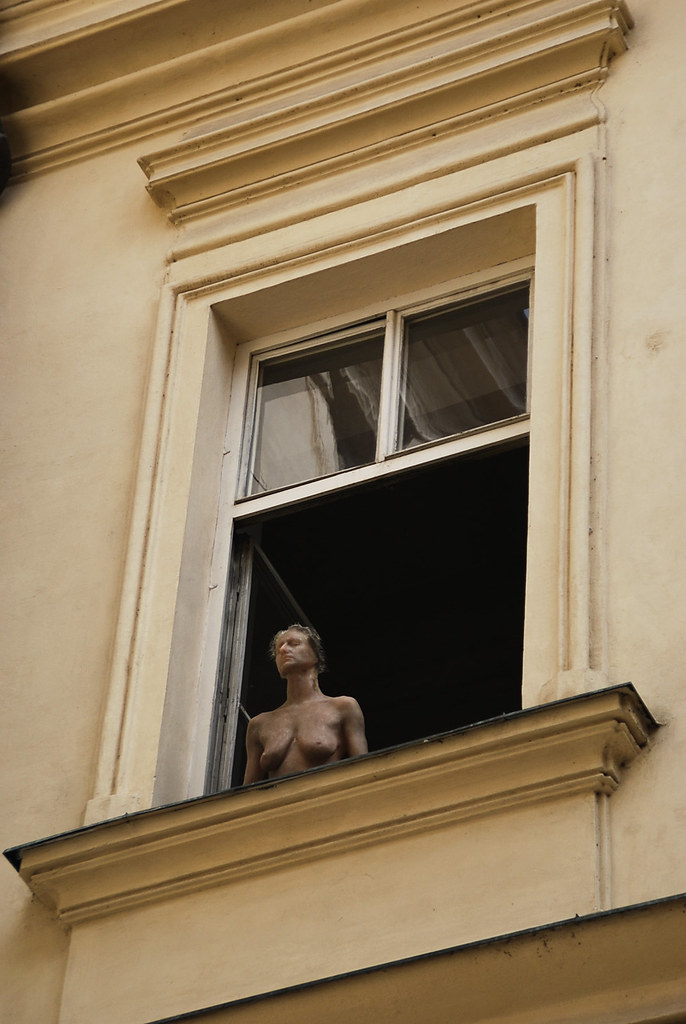 naked in window