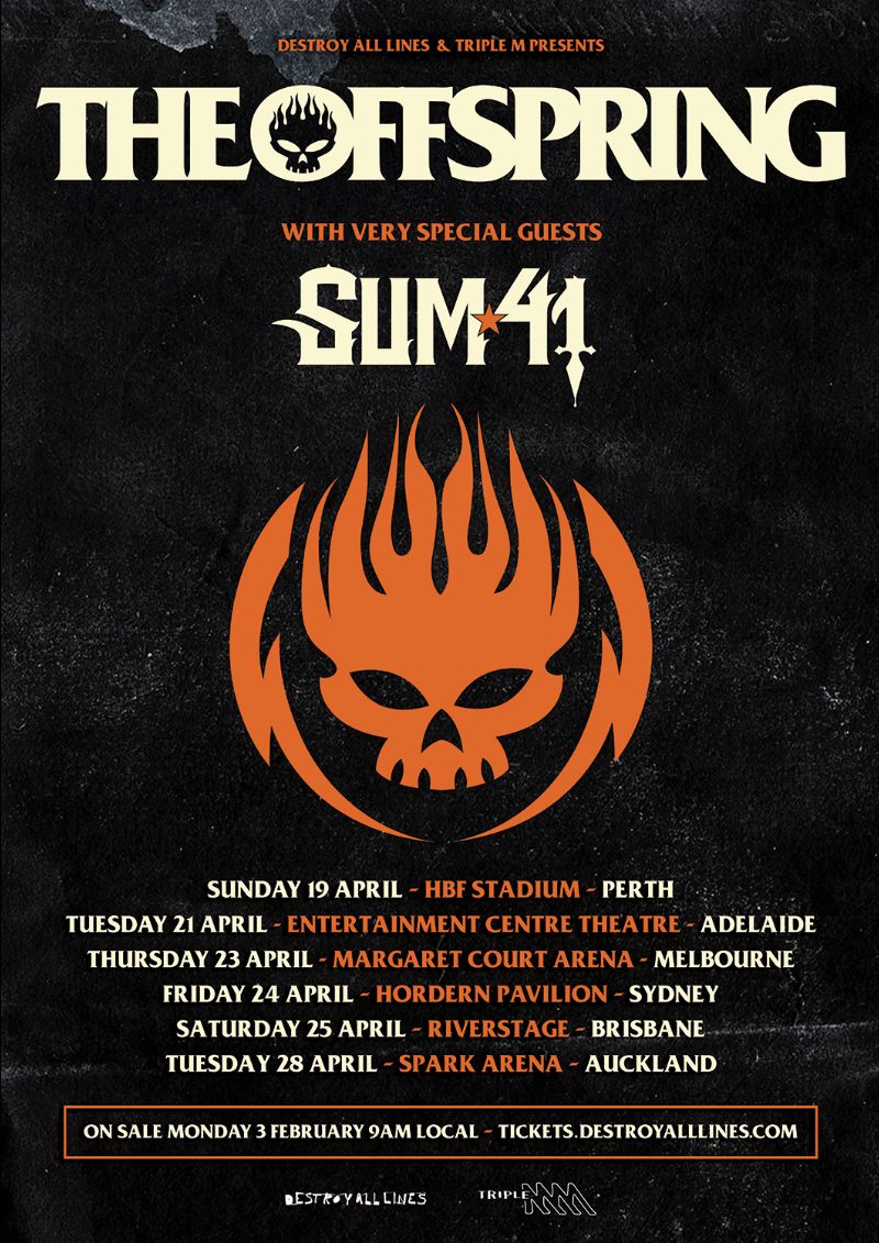 THE OFFSPRING ANNOUNCE A GREATEST HITS AUSTRALIAN TOUR WITH VERY SPECIAL GUESTS SUM 41