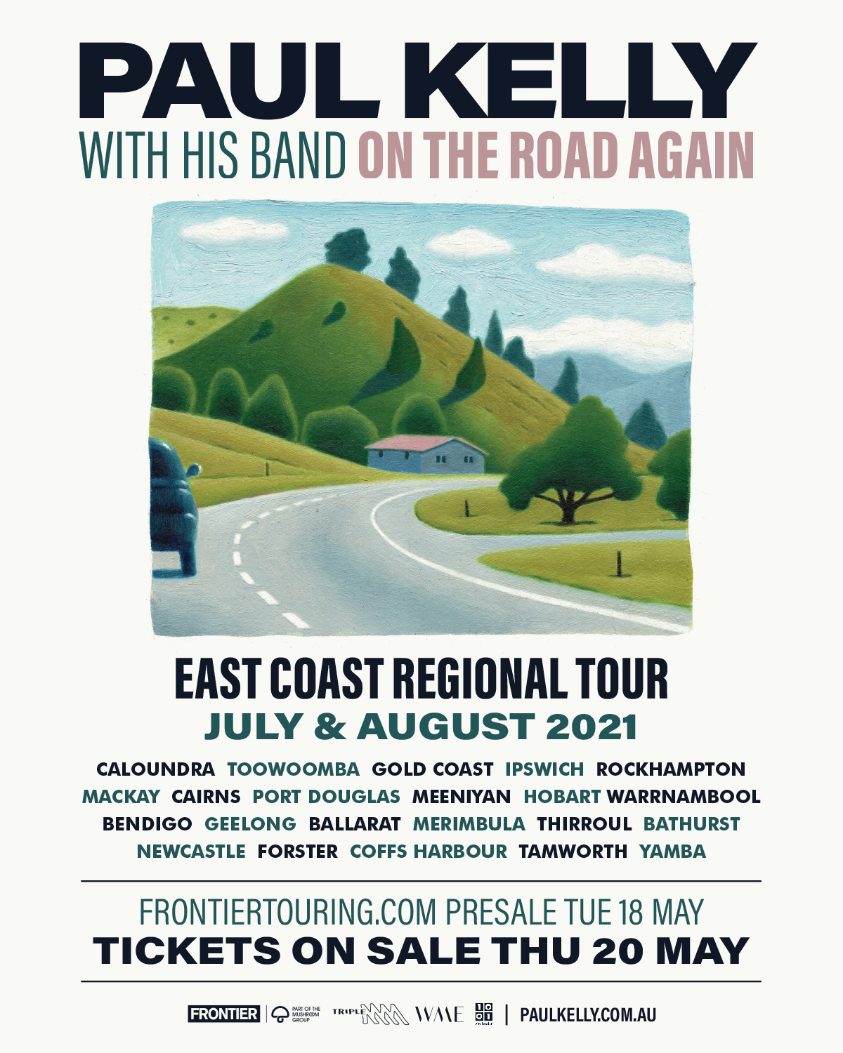Paul Kelly with his band return to the stage for their 24-date ‘On The Road Again’ East Coast regional tour | July & August 2021